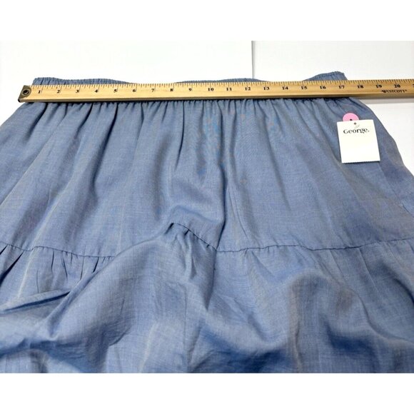 Women's Long Flowy Maxi Skirt Blue Denim Like Size XL, New w/ Elastic Waistband - Picture 8 of 9
